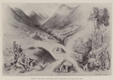 在Auchingaich Glen的新发现的土墩住宅的场景 作者 威廉·A·唐纳利